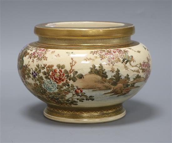 A Satsuma vase decorated with birds and flowers height 12.5cm